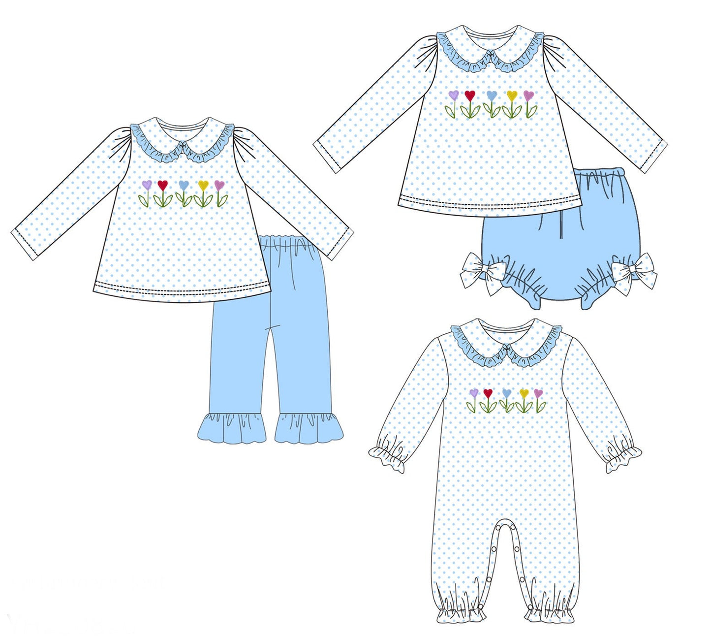 Heart Flowers Embroidered Collection - ETA early January