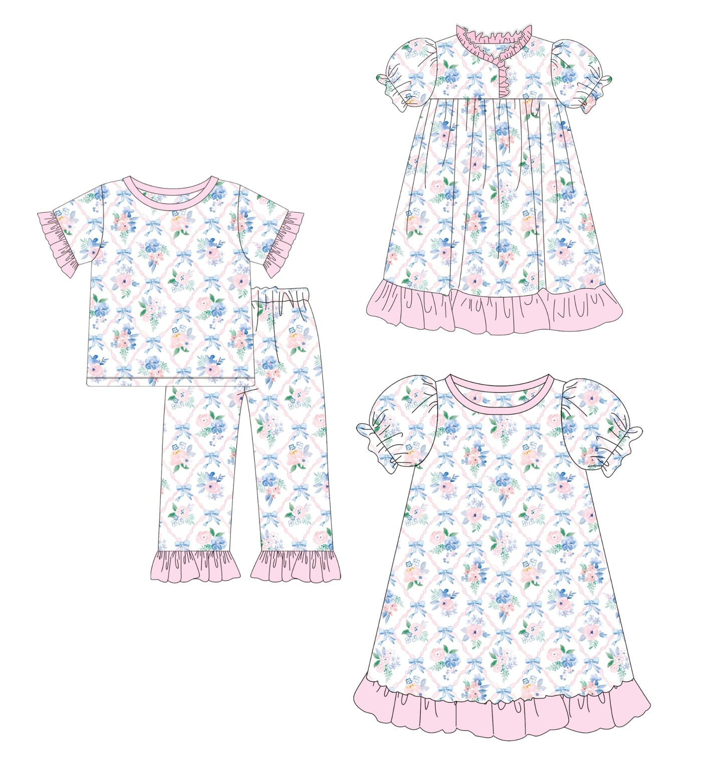 Flowers and Bows Pajamas - ETA mid January