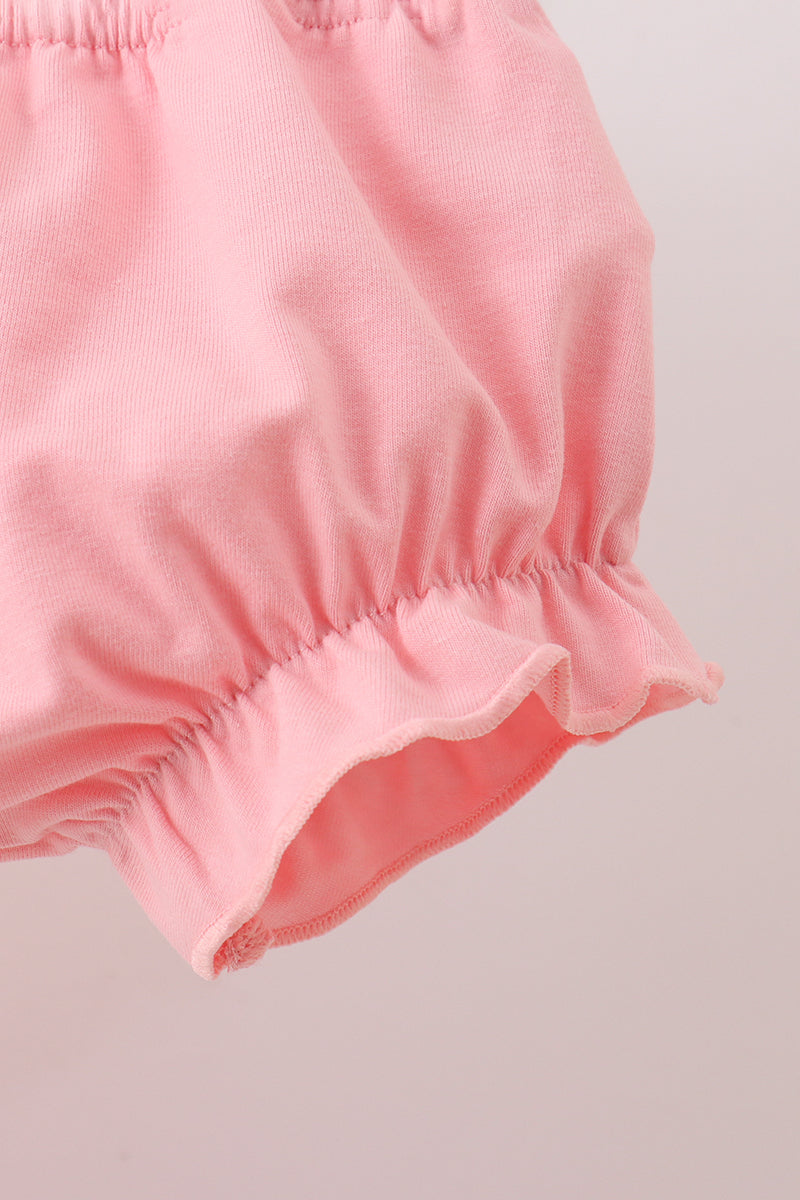 Pink gingerbread embroidery ruffle bloomer set