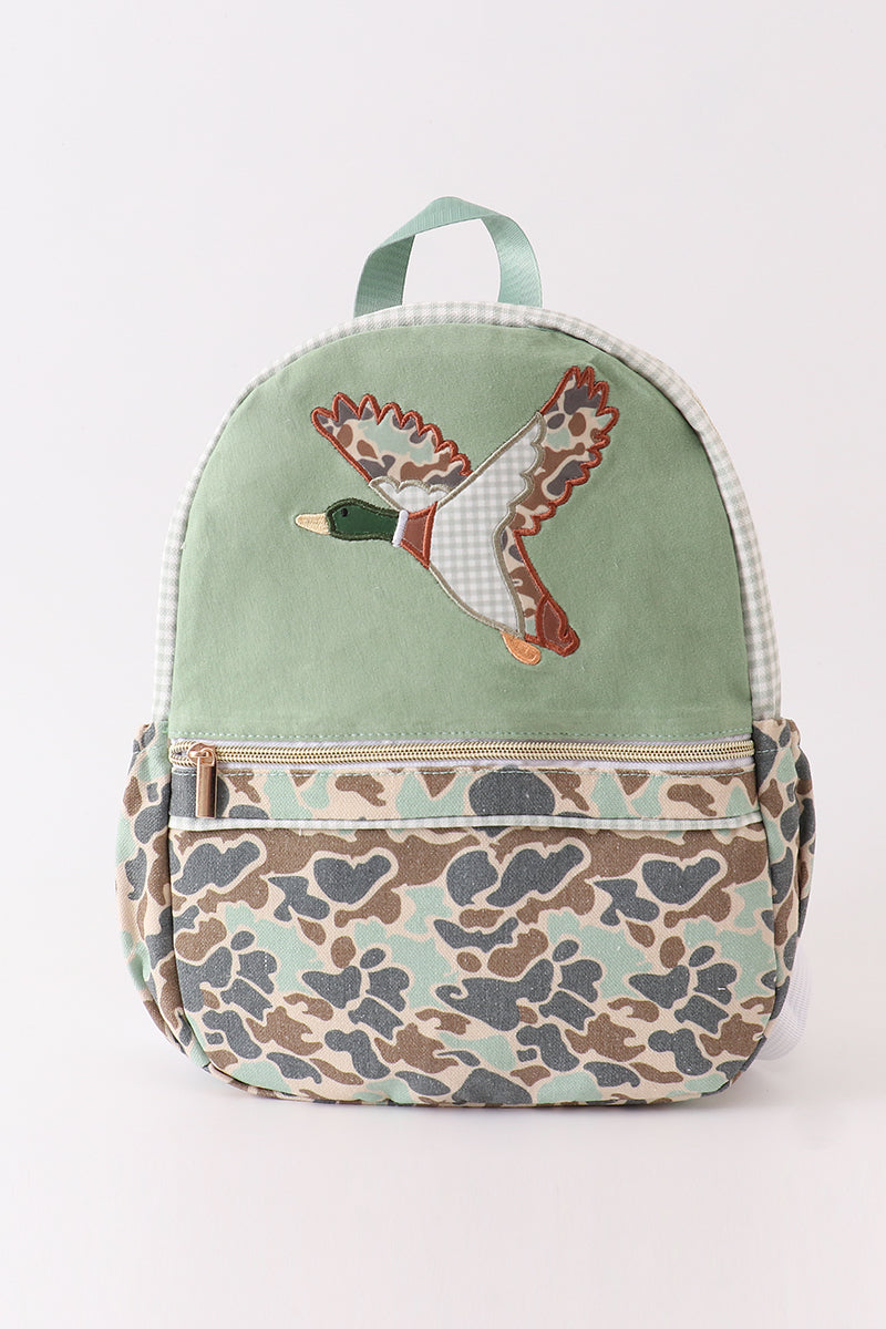 Camouflage duck applique backpack