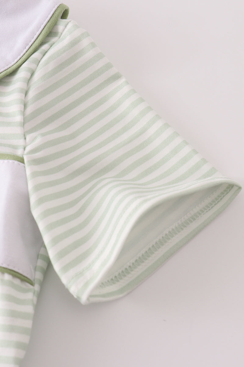 Sage turkey embroidery gingham pants set