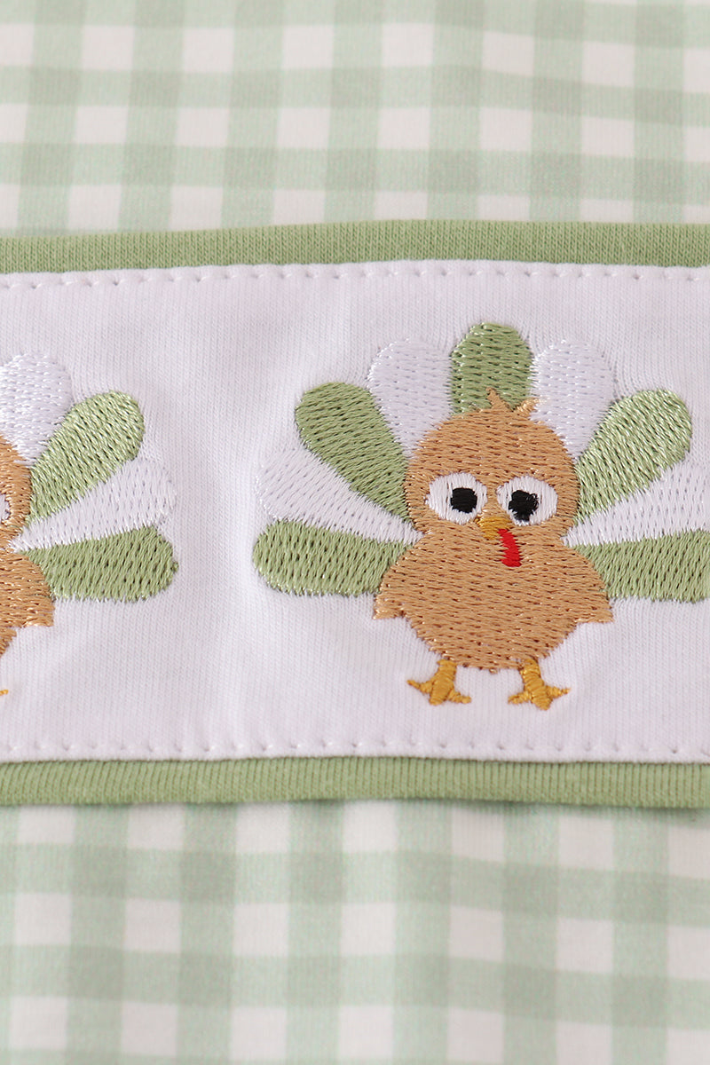 Sage turkey embroidery gingham jonjon