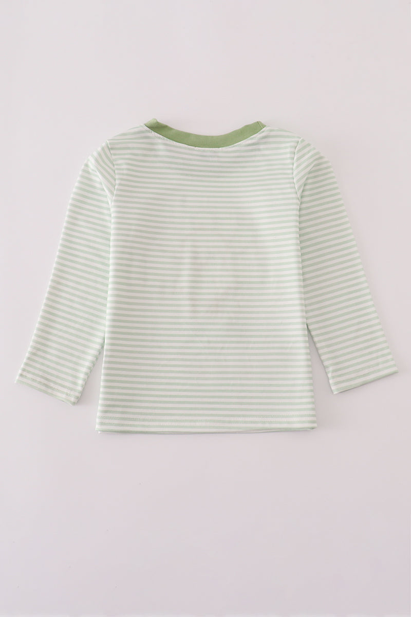 Sage turkey applique stripe top