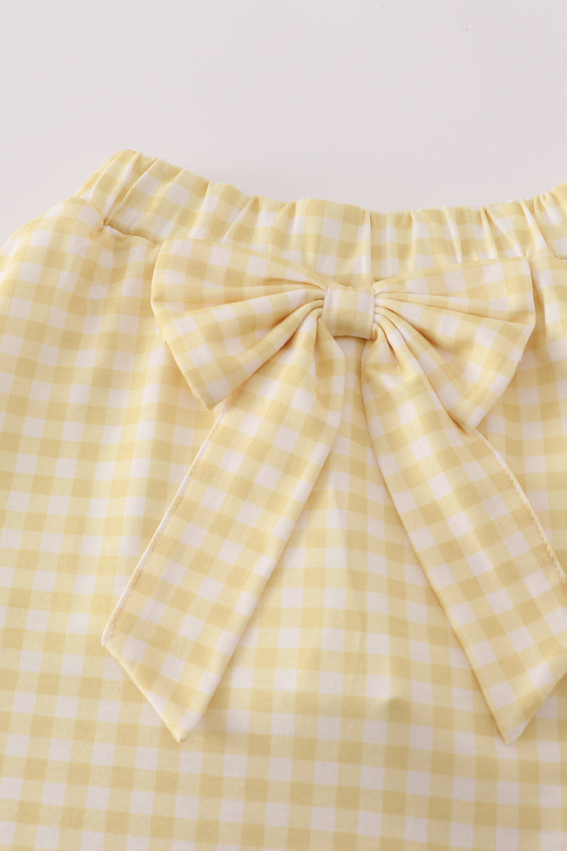 Purple LSU applique bow skorts set