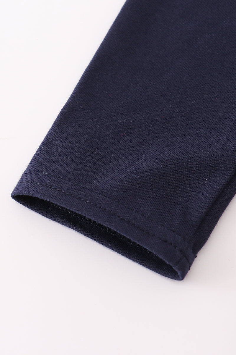 Navy duck embroidery top