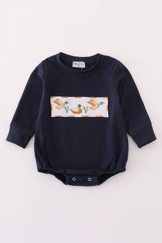Navy duck embroidery bubble