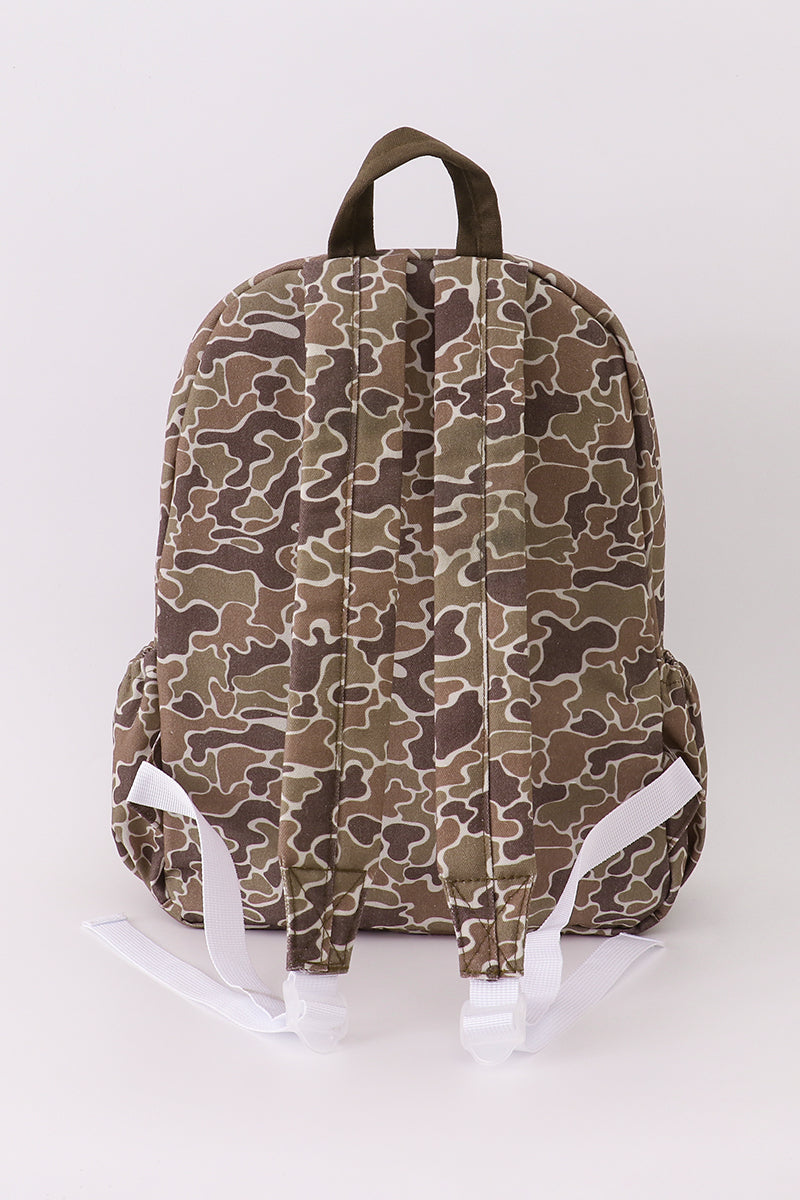 Camouflage deer embroidery canvas backpack
