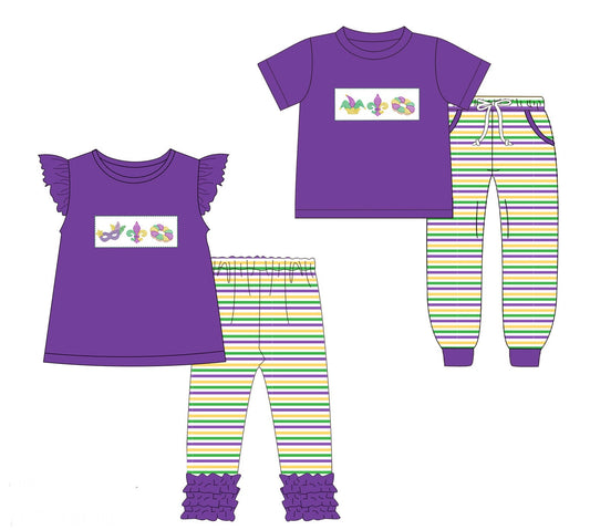 Mardi Gras Trio Embroidered Sets - ETA early January
