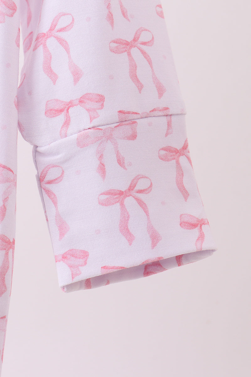 Premium tiny bow delight ruffle bamboo romper