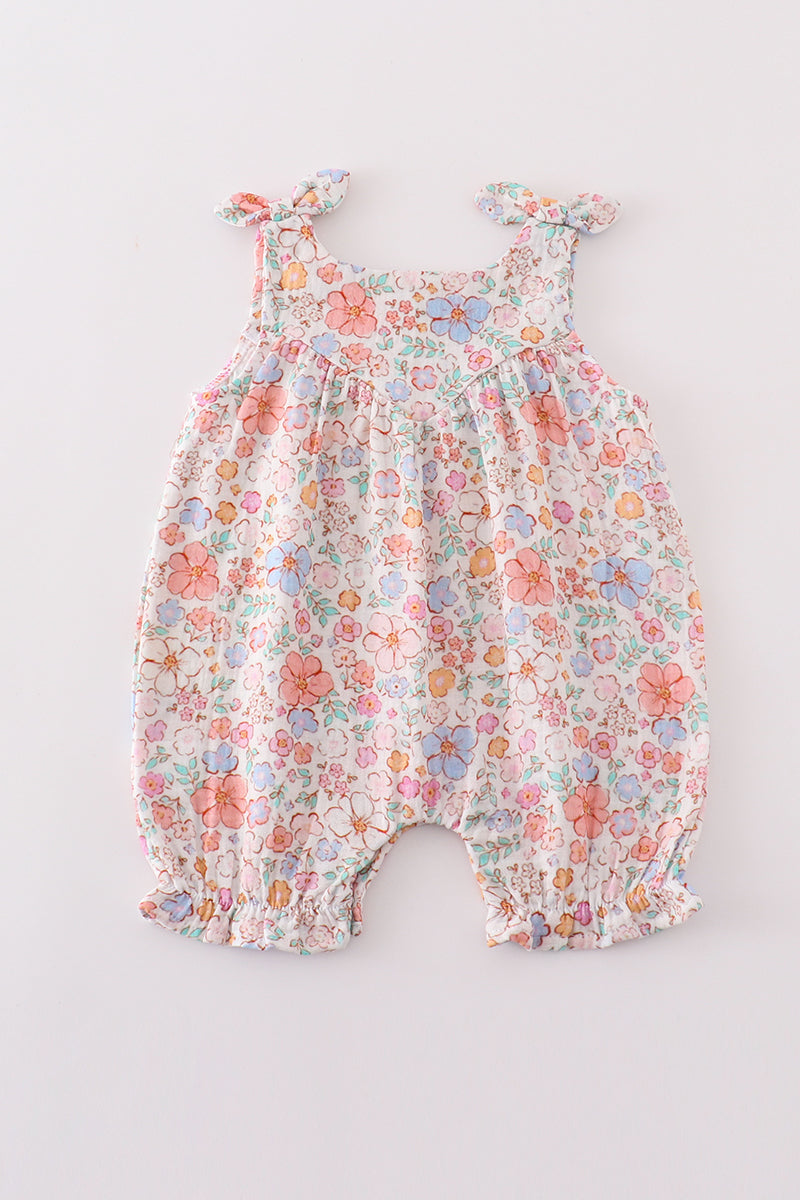 Premium Pink muslin floral bow bubble