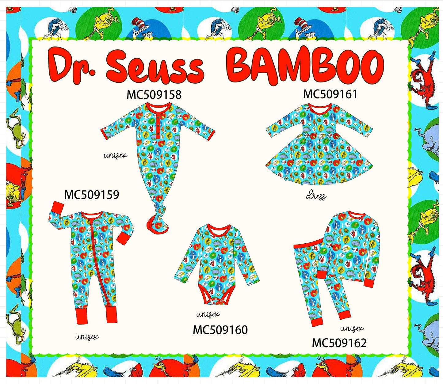 PO65 Blue Dr. Seuss bamboo collection