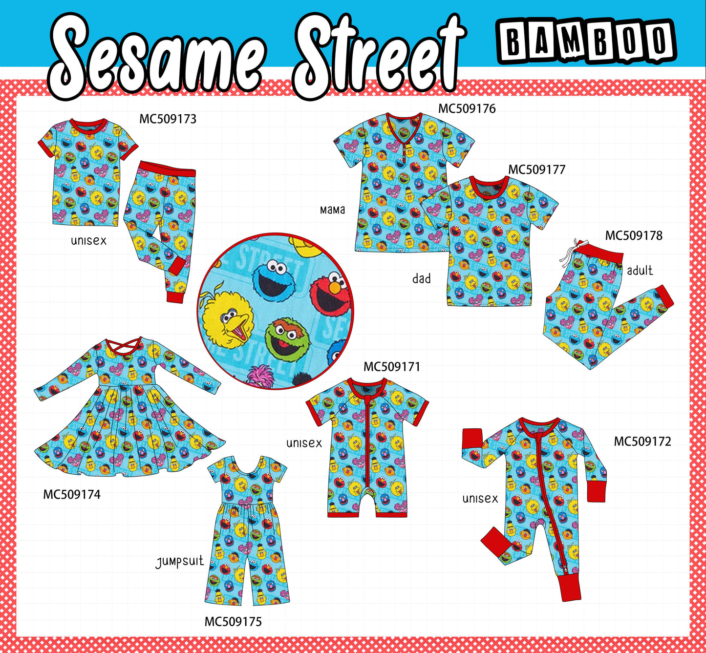 PO65 Blue character print bamboo collection
