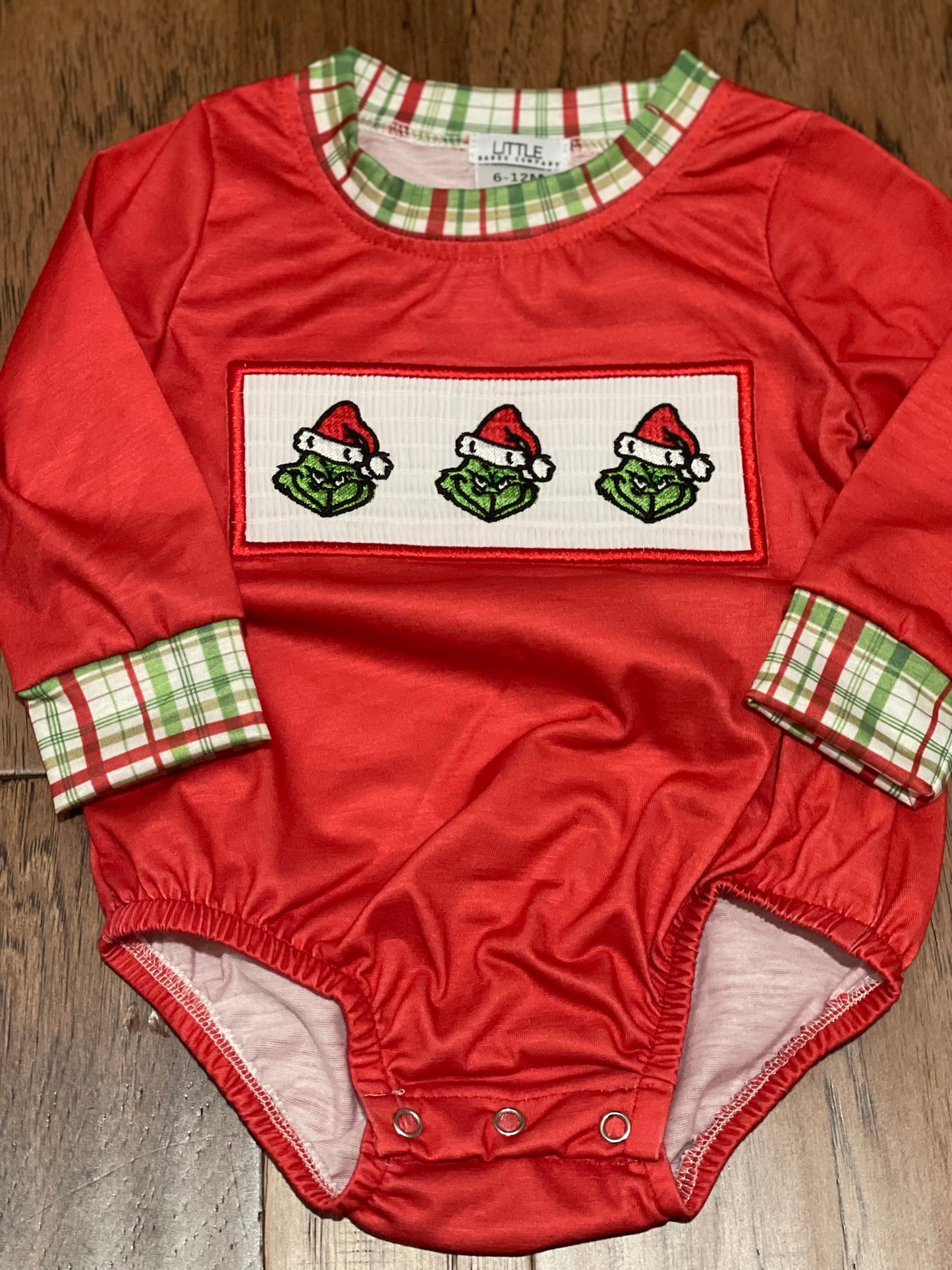 Green Guy Machine Smocked Embroidered Bubble