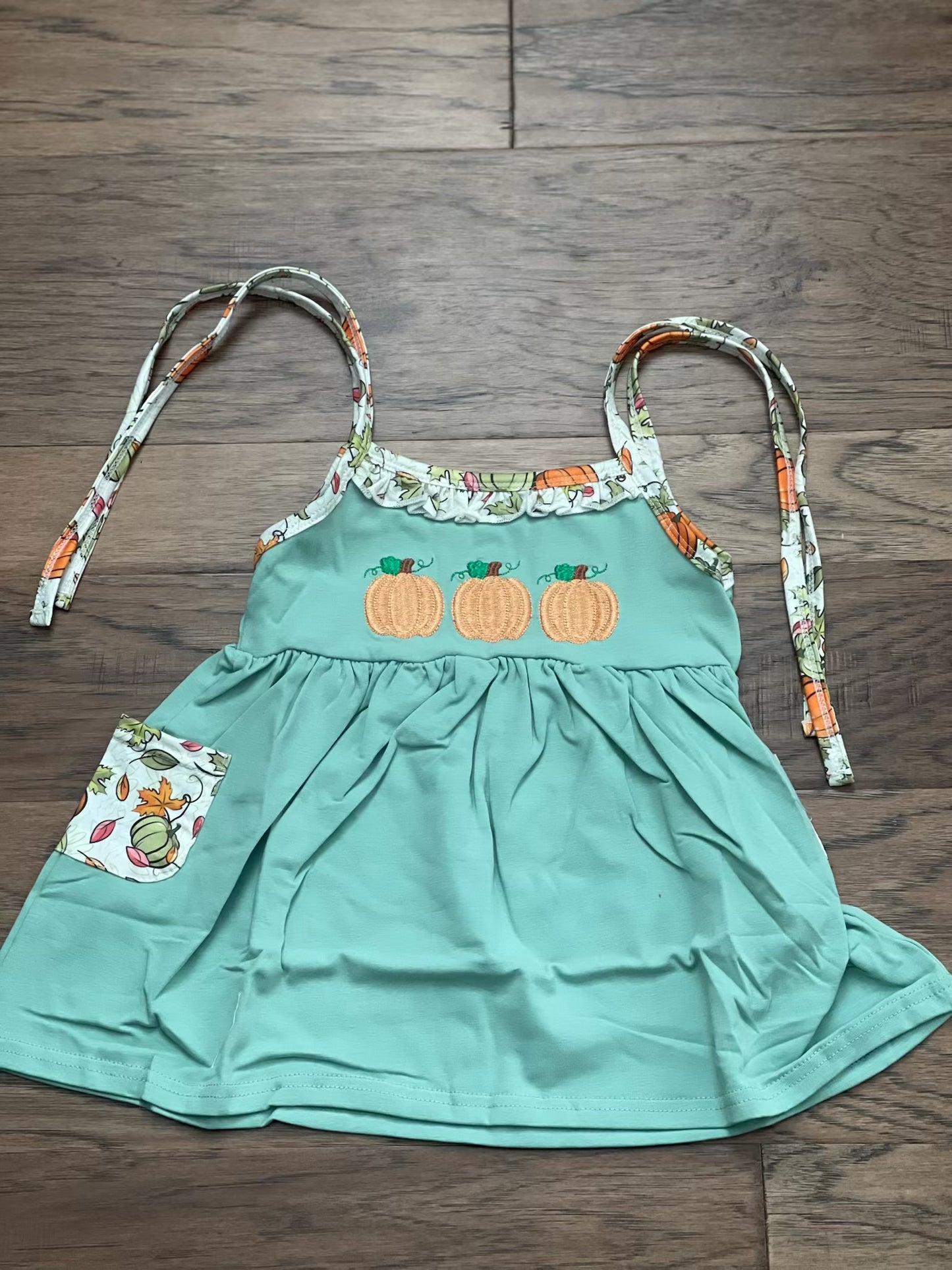 Green Pumpkin Tie Strap Dress