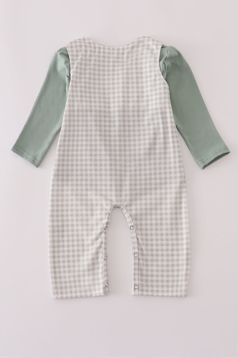 Sage turkey french knot romper set