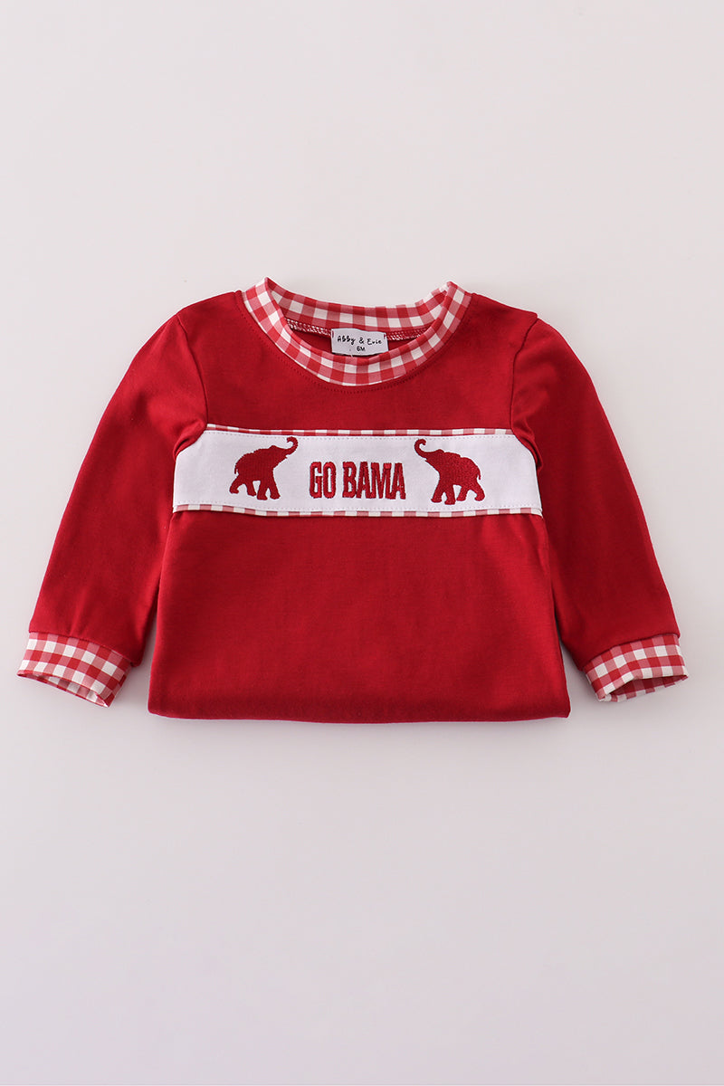 Maroon Alabama embroidery romper