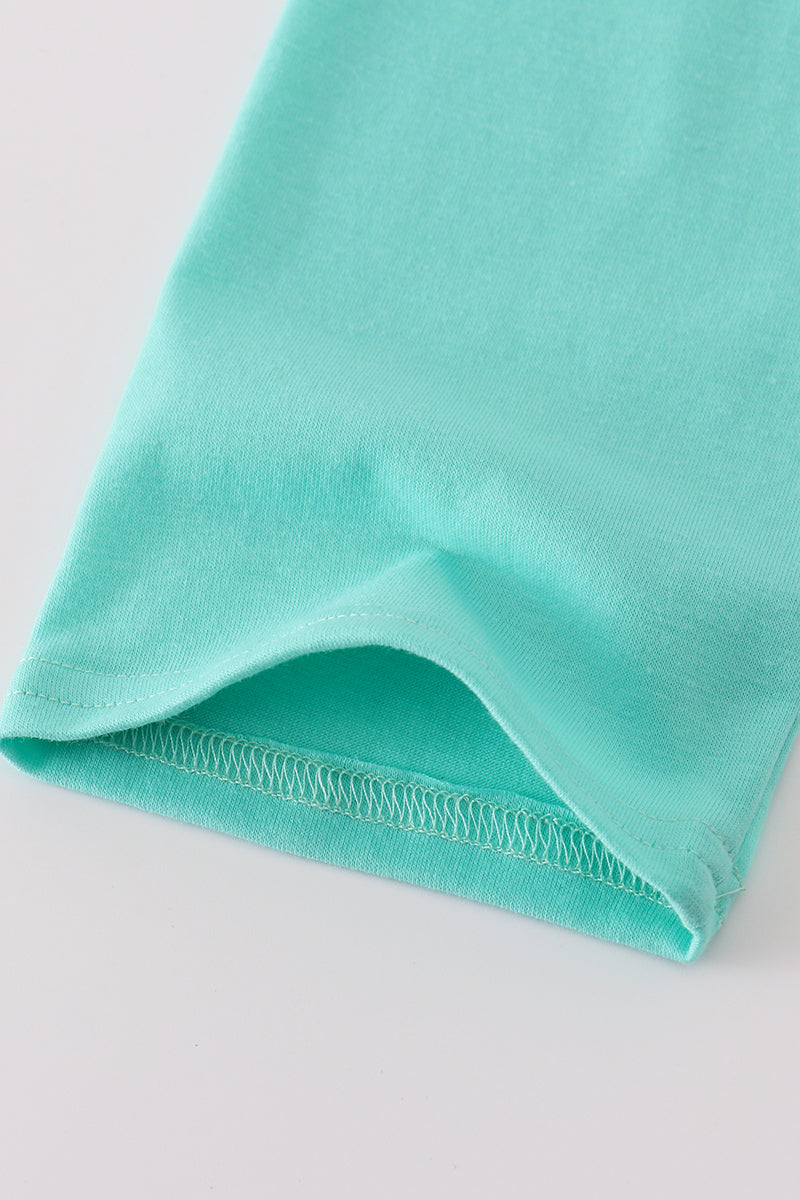 Green meadow splash ruffle pants set