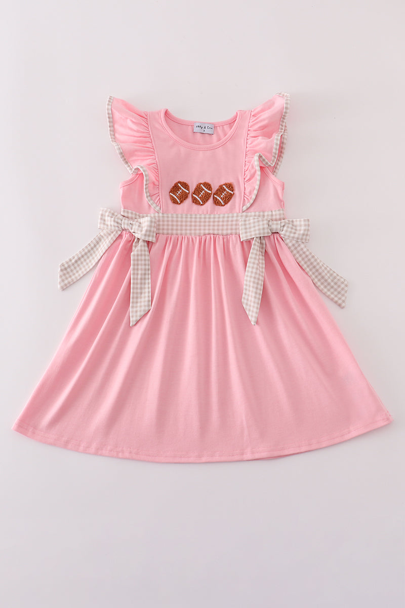 Pink football french knot ruffle dress