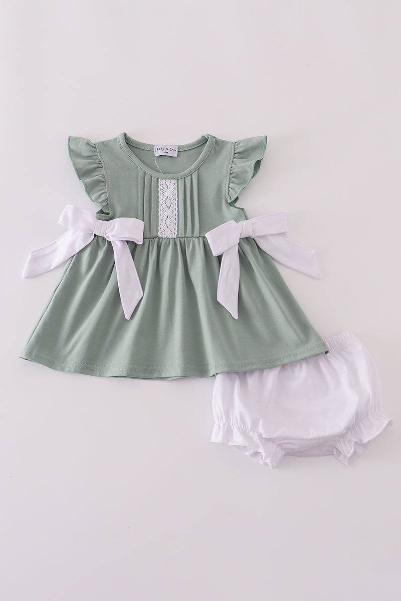 Sage ruffle bloomer set