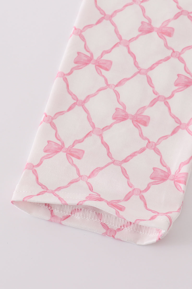 Pink bow smocked pants set