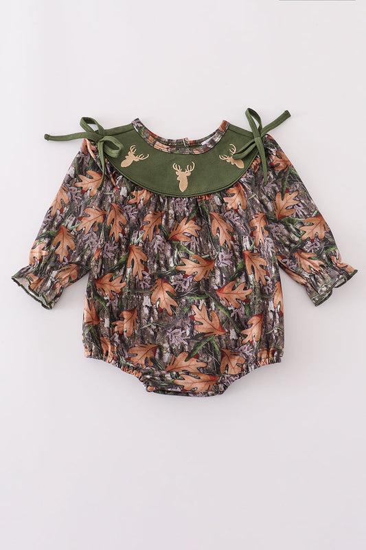 Forest hunting deer embroidery ruffle bubble