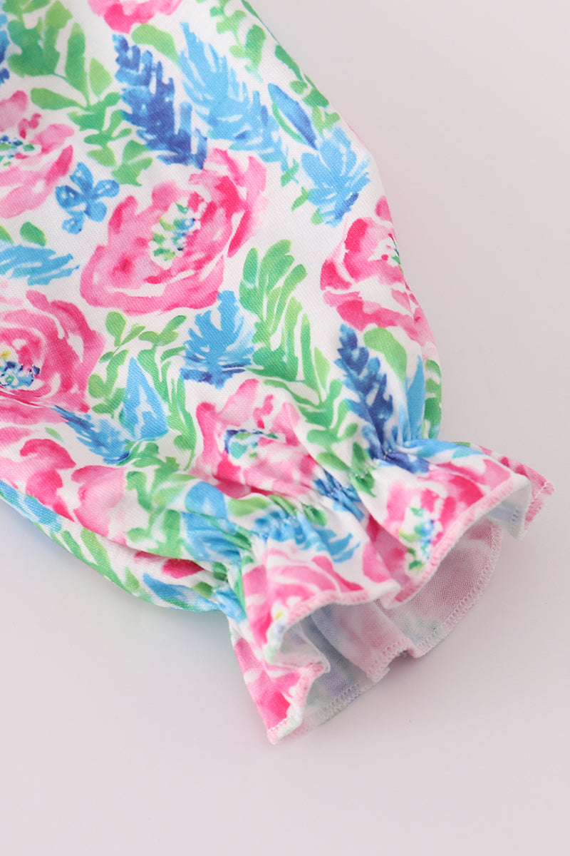 Pink paradise santa claus smocked bubble