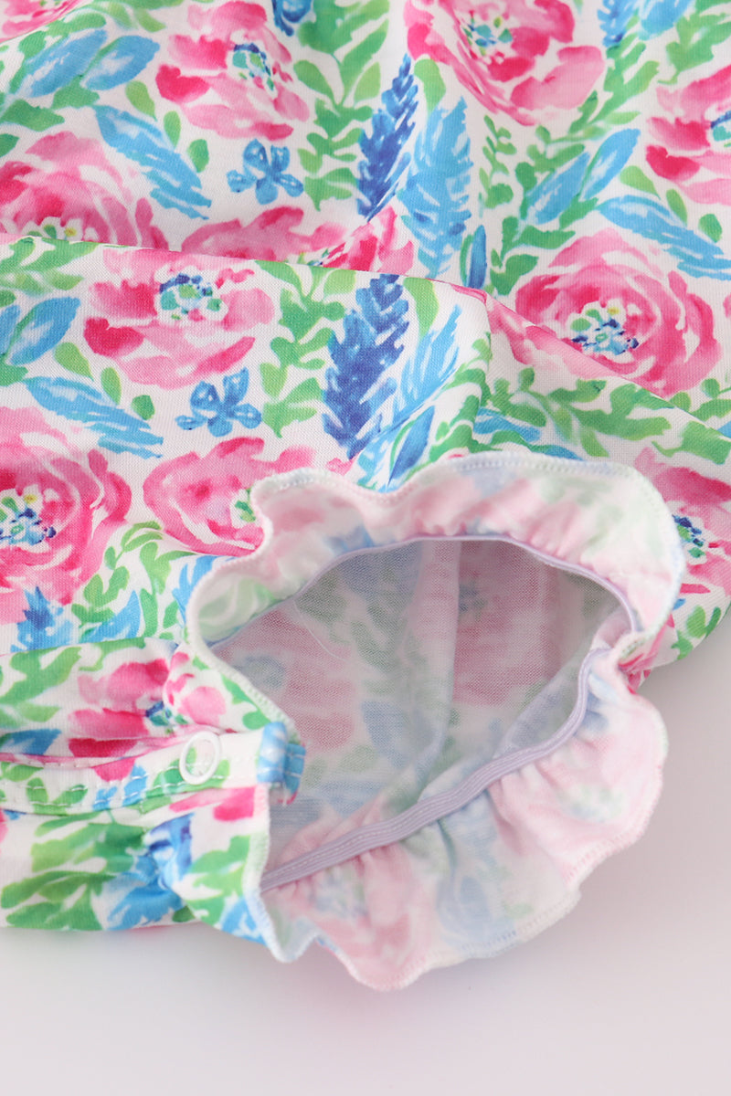 Pink paradise santa claus smocked bubble