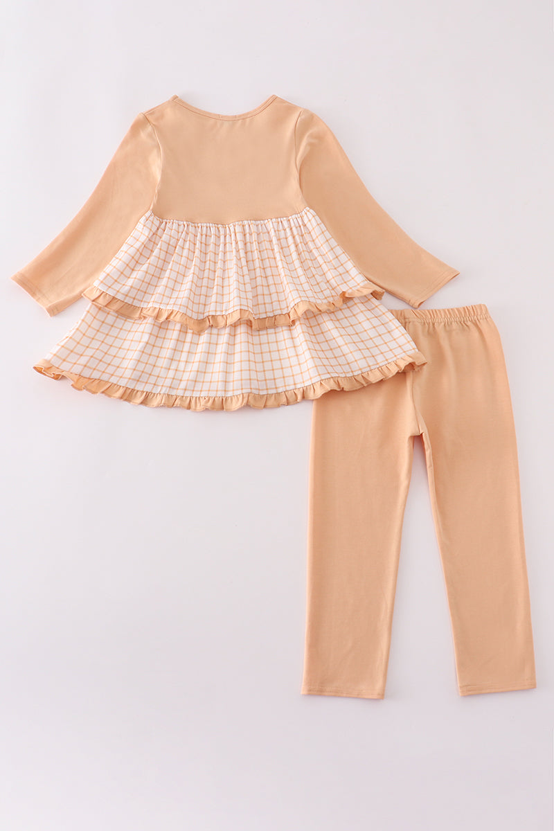 Cream sweet as pie french knot ruffle pants set