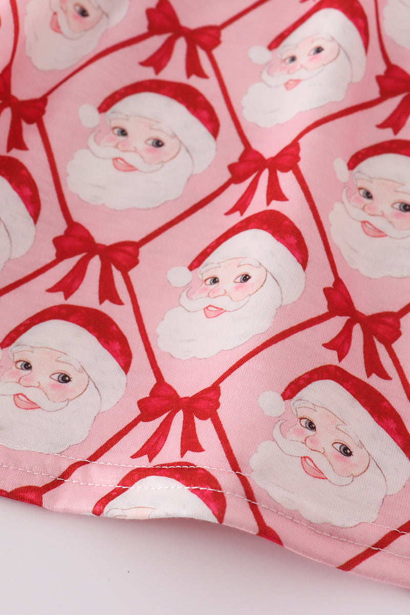 Red santa claus smocked ruffle pants set