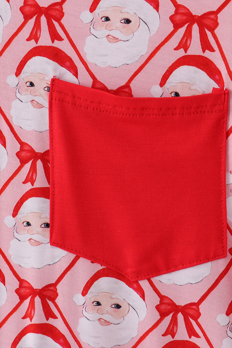 Red santa claus print bamboo mom gown