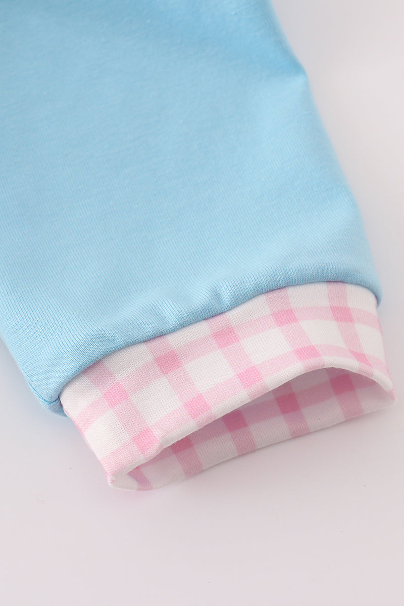 Blue Noah's Ark applique ruffle bubble