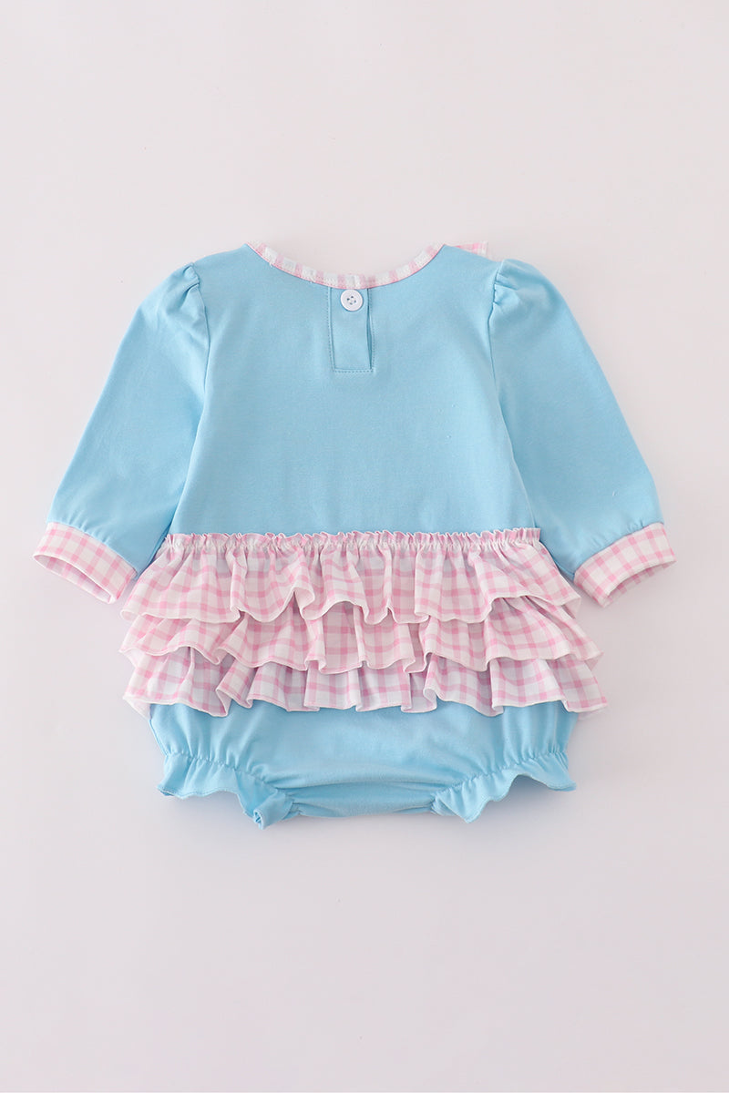 Blue Noah's Ark applique ruffle bubble