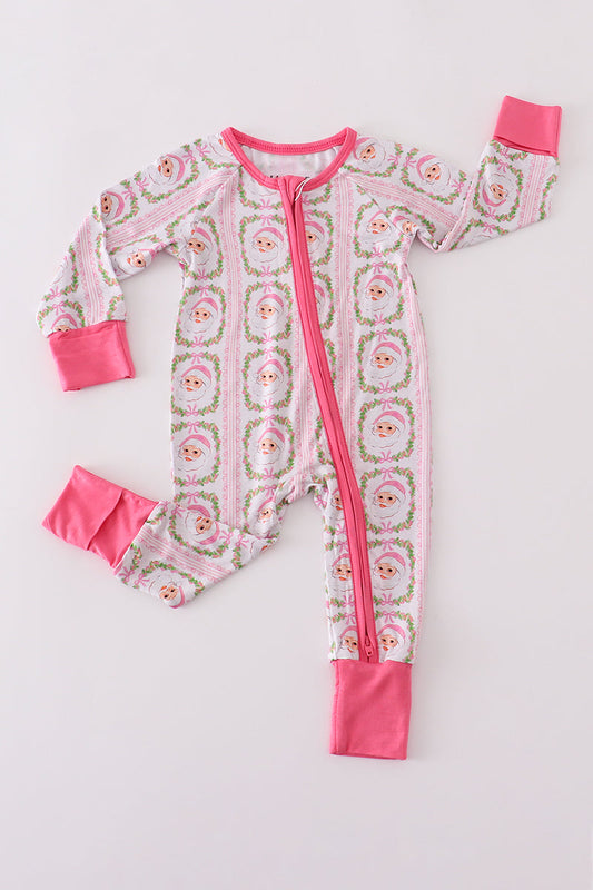 Pink santa claus pajamas romper
