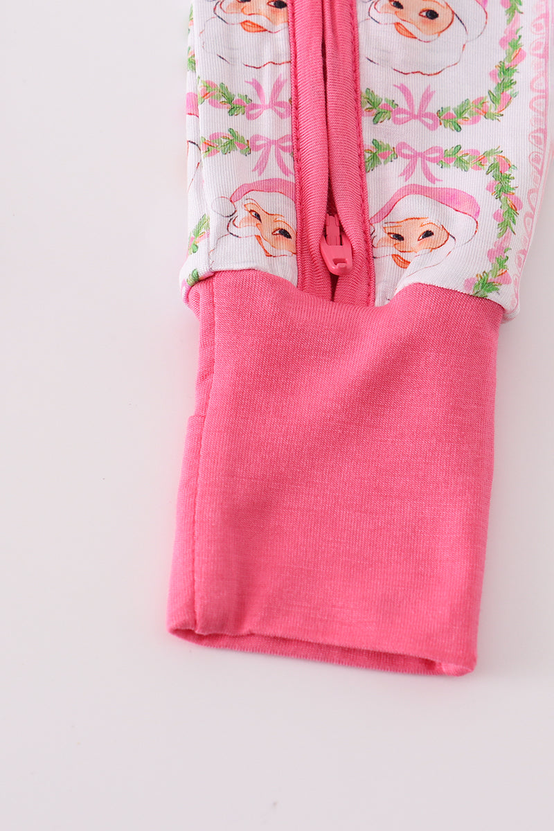 Pink santa claus pajamas romper