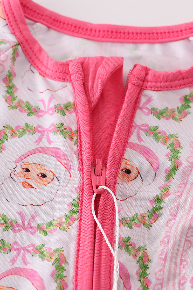 Pink santa claus pajamas romper