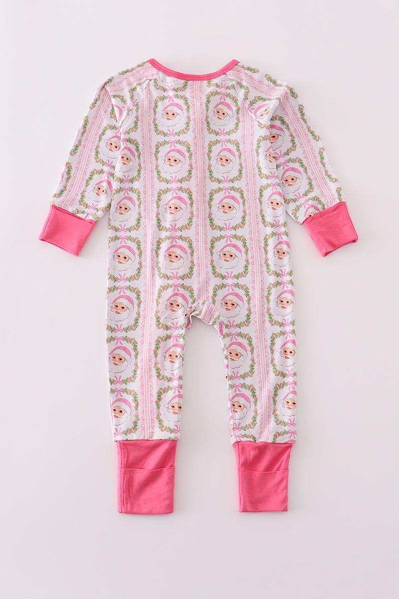 Pink santa claus pajamas romper