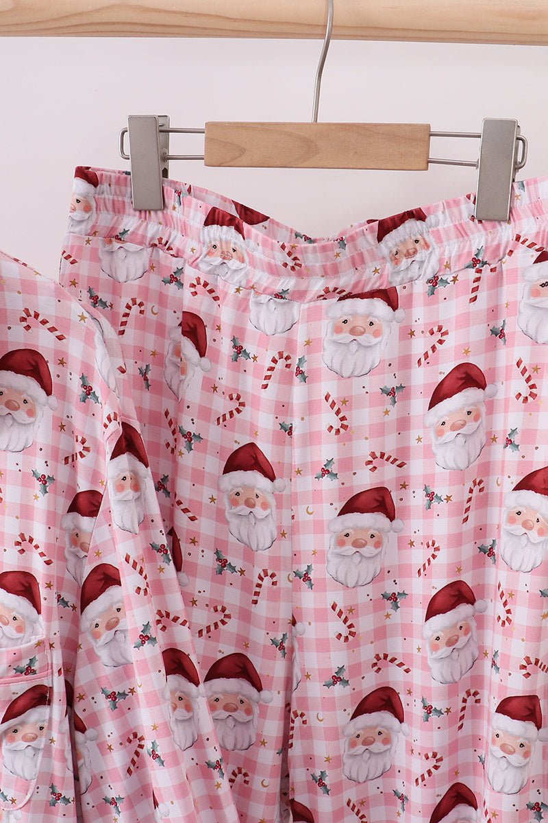 Pink santa claus bamboo mom pajamas set