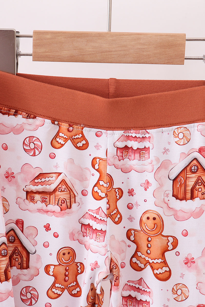 Brown gingerbread house bamboo pajmas romper