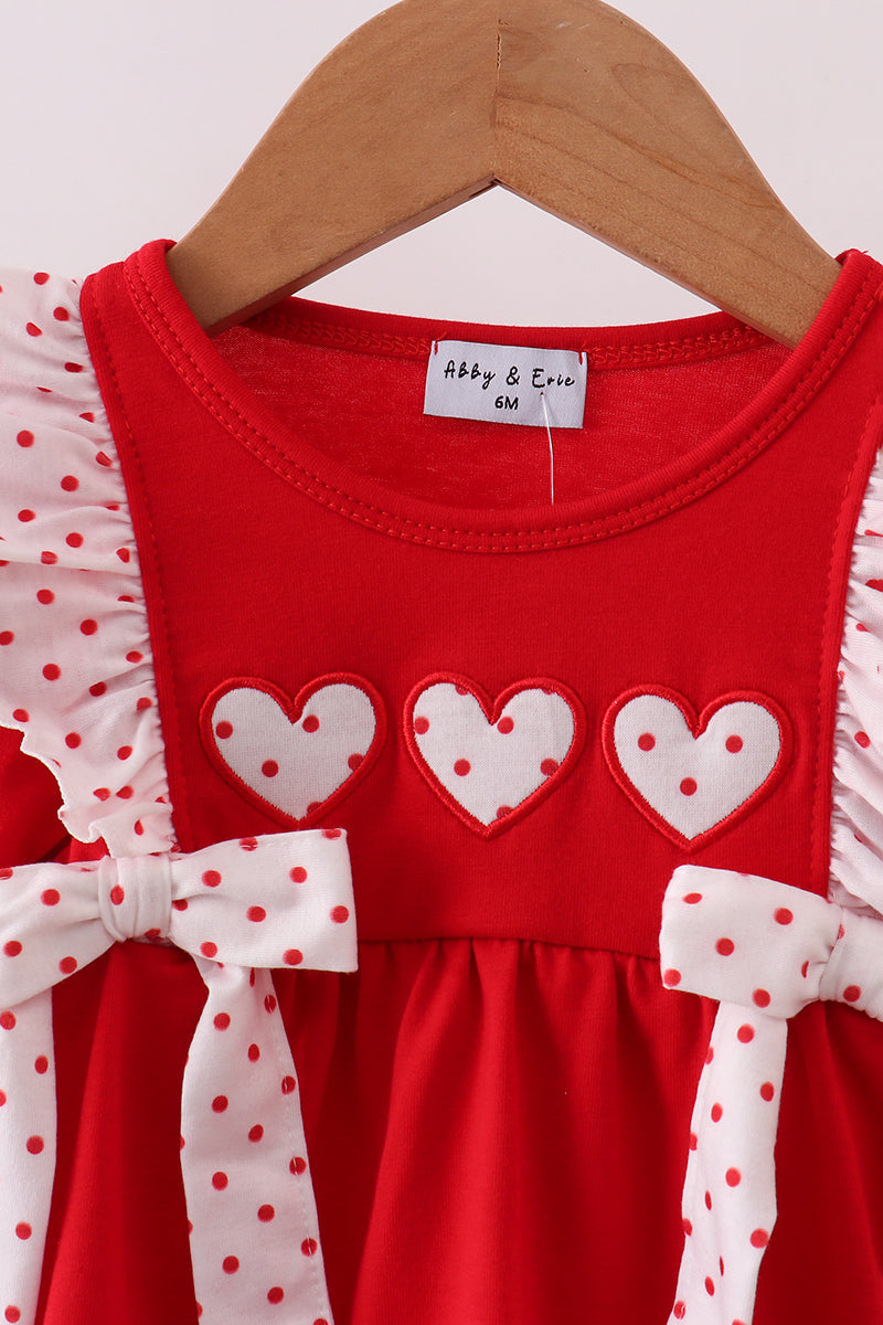 Red heart applique ruffle bubble
