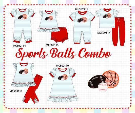PO65 Red stripe sports ball applique collection